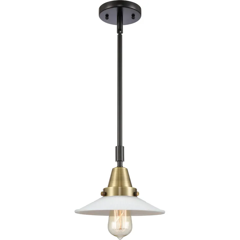 Franklin Restoration Halophane LED 8.5 inch Black Antique Brass Mini Pendant Ceiling Light in Matte White Halophane Glass
