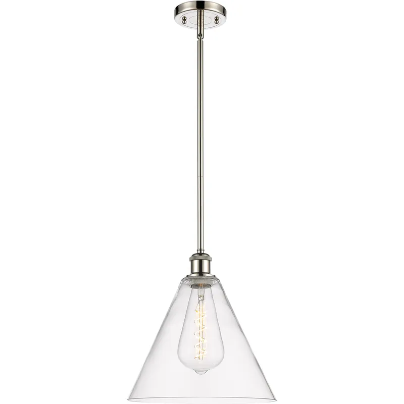 Ballston Cone 1 Light 12 inch Polished Nickel Mini Pendant Ceiling Light in Clear Glass