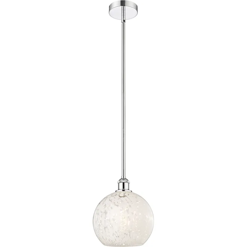 Edison White Mouchette 1 Light 10 inch Polished Chrome Stem Hung Mini Pendant Ceiling Light