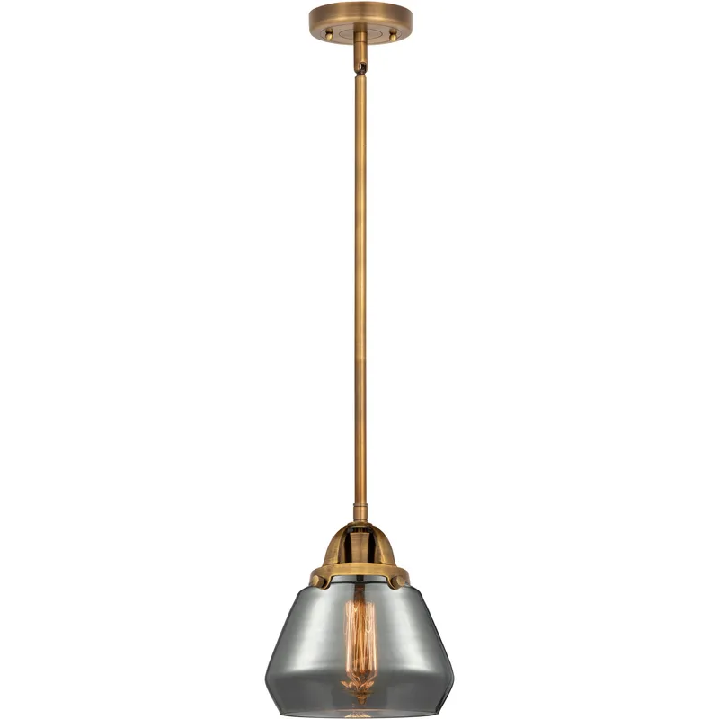 Nouveau 2 Fulton 1 Light 6.75 inch Brushed Brass Mini Pendant Ceiling Light in Bulb Not Included, Light Smoke Glass
