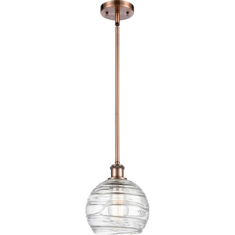 Ballston Deco Swirl 1 Light 8 inch Antique Copper Pendant Ceiling Light, Ballston