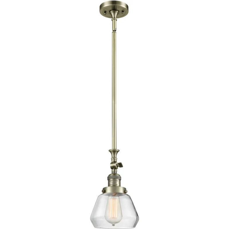 Franklin Restoration Fulton 1 Light 7 inch Antique Brass Mini Pendant Ceiling Light in Incandescent, Clear, Franklin Restoration