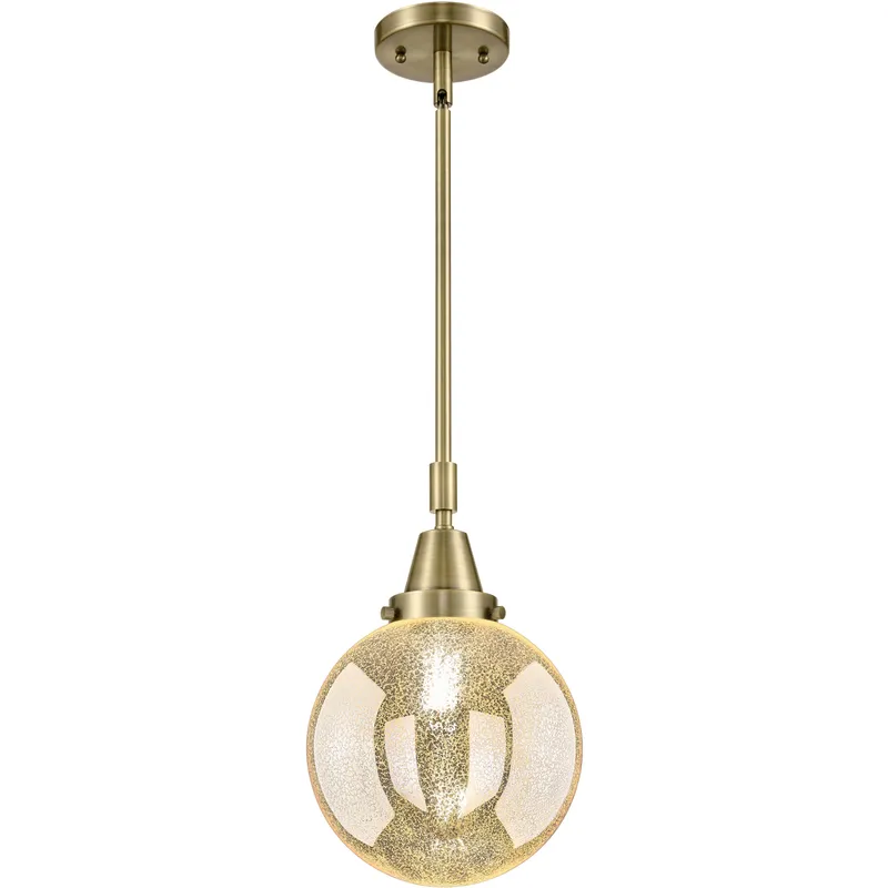 Beacon 1 Light 8 inch Antique Brass Mini Pendant Ceiling Light in Mercury Glass