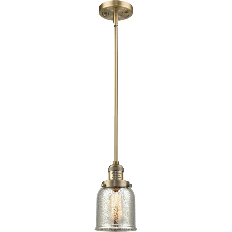 Franklin Restoration Bell 1 Light 5 inch Brushed Brass Mini Pendant Ceiling Light in Incandescent, Silver Plated Mercury, Franklin Restoration