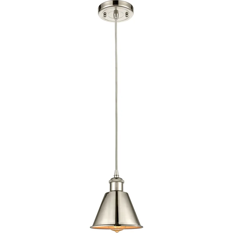Ballston Smithfield LED 7 inch Polished Nickel Mini Pendant Ceiling Light, Ballston
