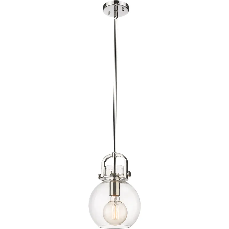 Newton Sphere 1 Light 8 inch Polished Nickel Mini Pendant Ceiling Light in Clear Glass