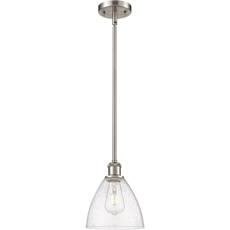 Ballston Dome LED 7.5 inch Brushed Satin Nickel Mini Pendant Ceiling Light in Seedy Glass