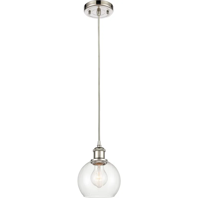 Ballston Athens 1 Light 6 inch Polished Nickel Mini Pendant Ceiling Light in Clear Glass