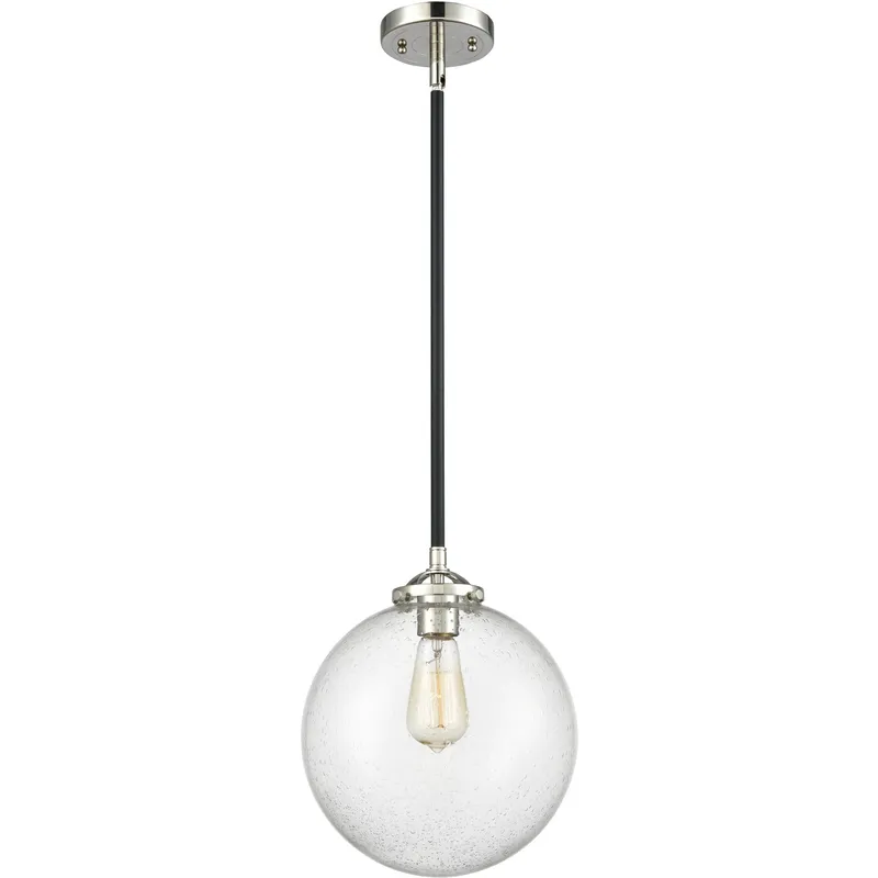 Nouveau Beacon LED 10 inch Black Polished Nickel Mini Pendant Ceiling Light in Seedy, Nouveau