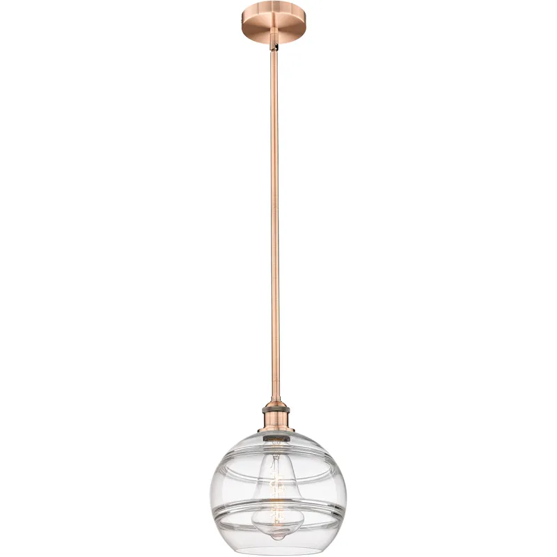 Edison Rochester 1 Light 10 inch Antique Copper Stem Hung Mini Pendant Ceiling Light