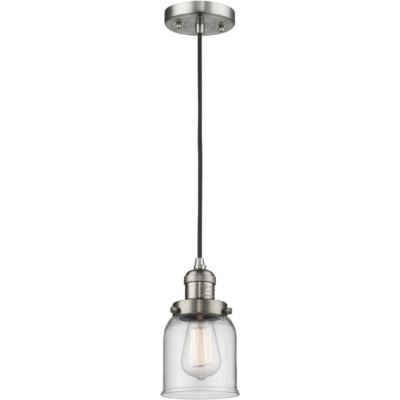 Franklin Restoration Bell 1 Light 5 inch Brushed Satin Nickel Mini Pendant Ceiling Light in Incandescent, Clear, Franklin Restoration