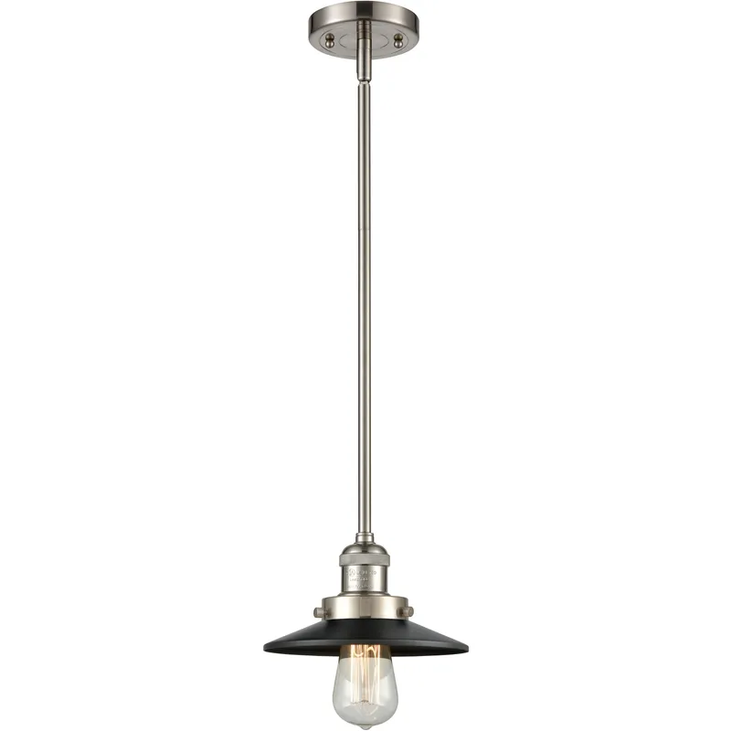 Franklin Restoration Railroad 1 Light 8 inch Brushed Satin Nickel Mini Pendant Ceiling Light in Incandescent, Matte Black