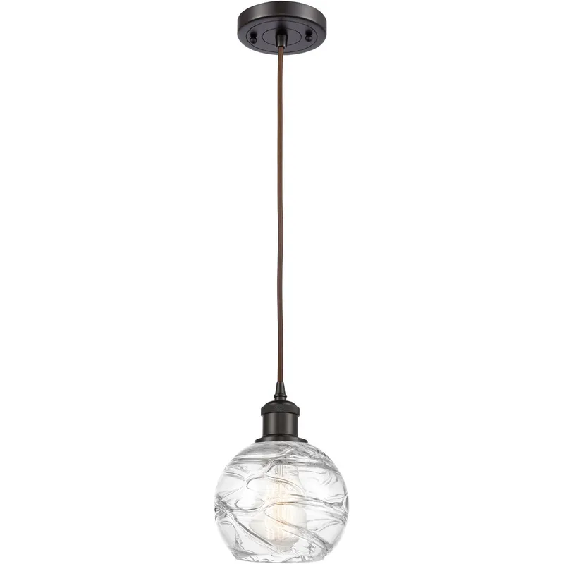 Ballston Small Deco Swirl LED 6 inch Oil Rubbed Bronze Mini Pendant Ceiling Light in Black Textured, Ballston