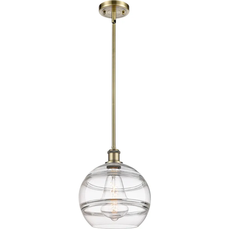 Ballston Rochester 1 Light 10 inch Antique Brass Stem Hung Mini Pendant Ceiling Light