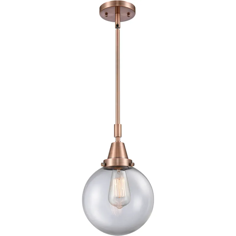 Beacon 1 Light 8 inch Antique Copper Mini Pendant Ceiling Light in Clear Glass