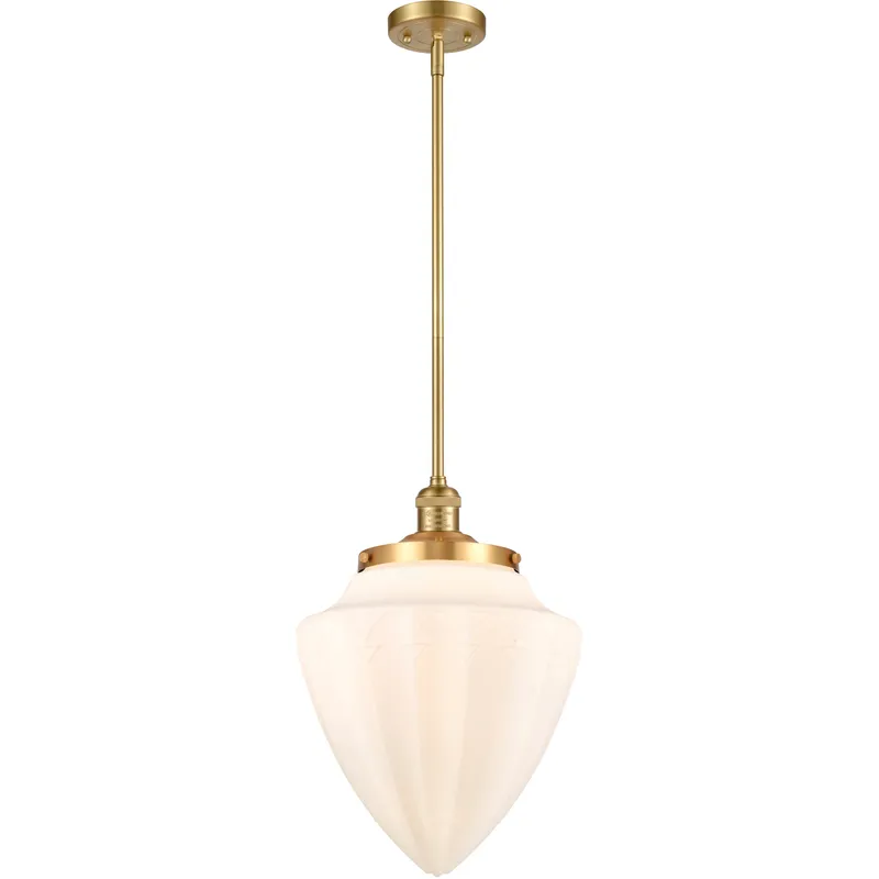 Franklin Restoration Bullet 1 Light 12 inch Satin Gold Mini Pendant Ceiling Light in Incandescent, Matte White