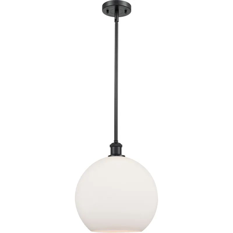 Ballston Athens 1 Light 12 inch Matte Black Mini Pendant Ceiling Light in Matte White Glass