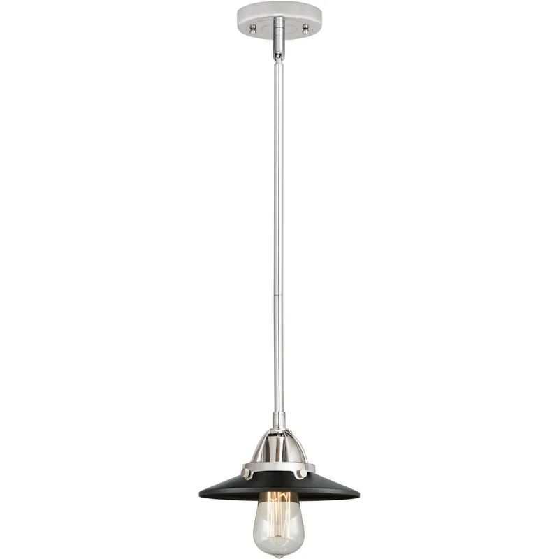 Nouveau 2 Railroad LED 8 inch Polished Chrome Mini Pendant Ceiling Light in Matte Black