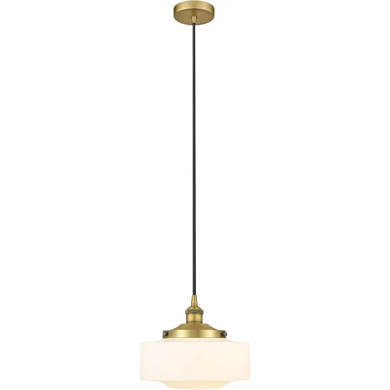 Bridgeton 1 Light 12 inch Brushed Brass Mini Pendant Ceiling Light in Matte White Glass