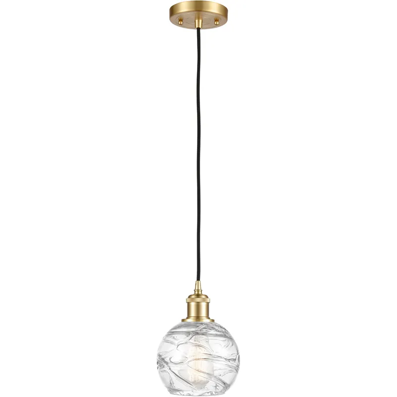 Ballston Small Deco Swirl LED 6 inch Satin Gold Mini Pendant Ceiling Light in Black Textured, Ballston