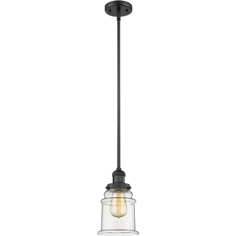 Franklin Restoration Canton LED 6.5 inch Matte Black Mini Pendant Ceiling Light in Clear, Franklin Restoration