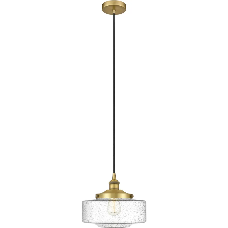 Bridgeton 1 Light 12 inch Brushed Brass Mini Pendant Ceiling Light in Seedy Glass