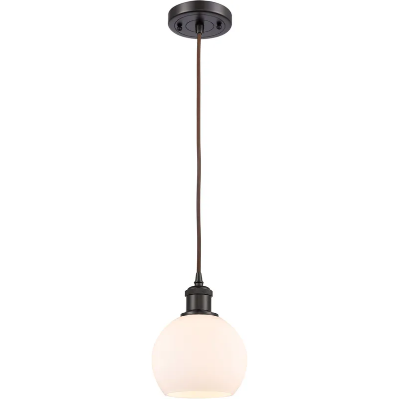 Ballston Athens 1 Light 6 inch Oil Rubbed Bronze Mini Pendant Ceiling Light in Matte White Glass