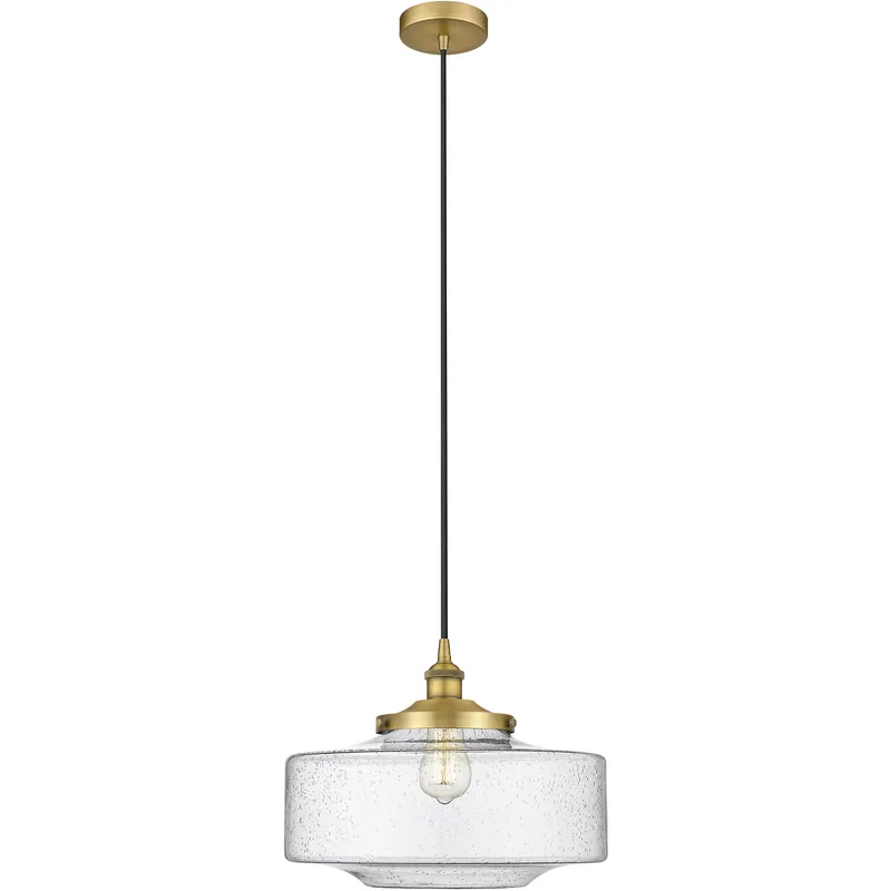 Bridgeton 1 Light 16 inch Brushed Brass Mini Pendant Ceiling Light in Seedy Glass