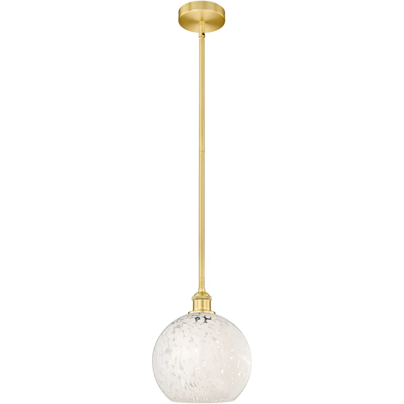 Edison White Mouchette 1 Light 10 inch Satin Gold Stem Hung Mini Pendant Ceiling Light