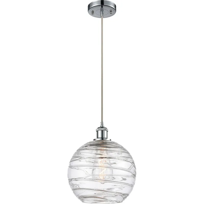 Ballston Large Deco Swirl 1 Light 10 inch Polished Chrome Mini Pendant Ceiling Light, Ballston