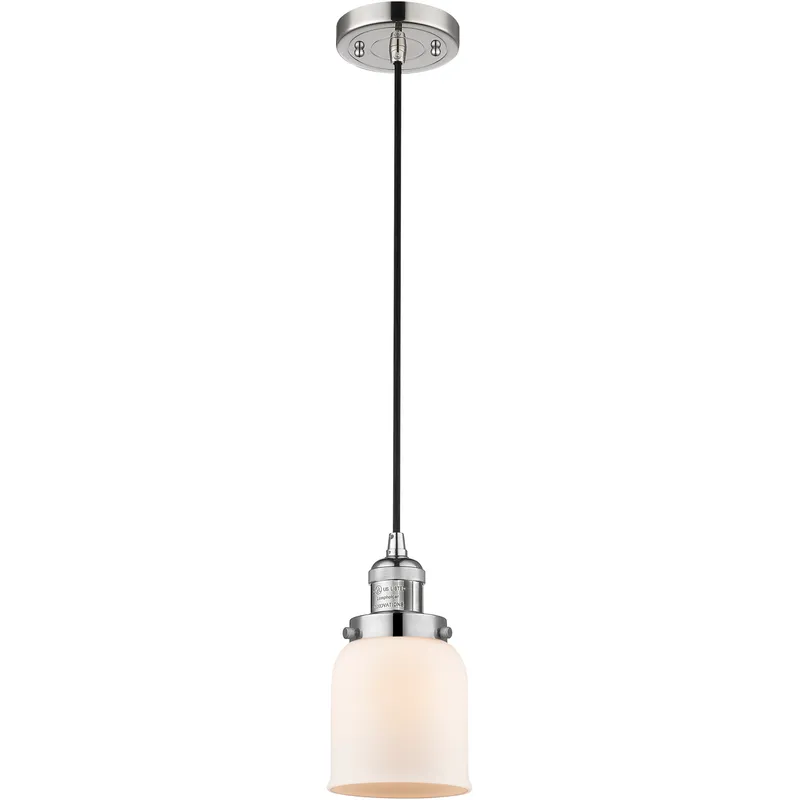 Franklin Restoration Bell LED 5 inch Polished Nickel Mini Pendant Ceiling Light in Matte White, Franklin Restoration