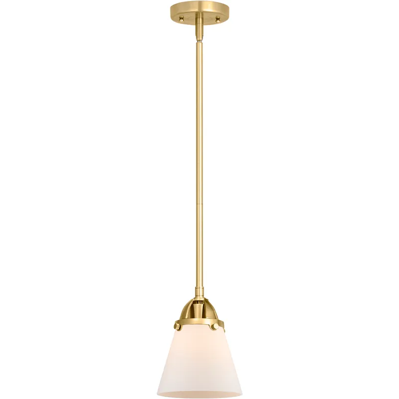 Nouveau 2 Cone LED 6.25 inch Satin Gold Mini Pendant Ceiling Light in Matte White