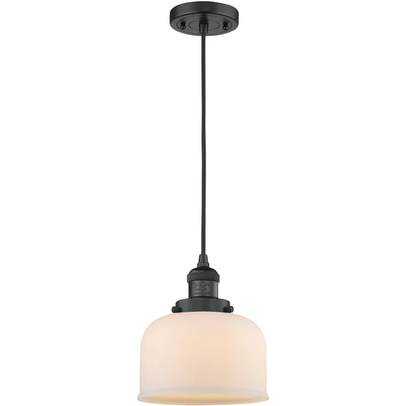 Franklin Restoration Bell LED 8 inch Matte Black Mini Pendant Ceiling Light in Matte White, Franklin Restoration