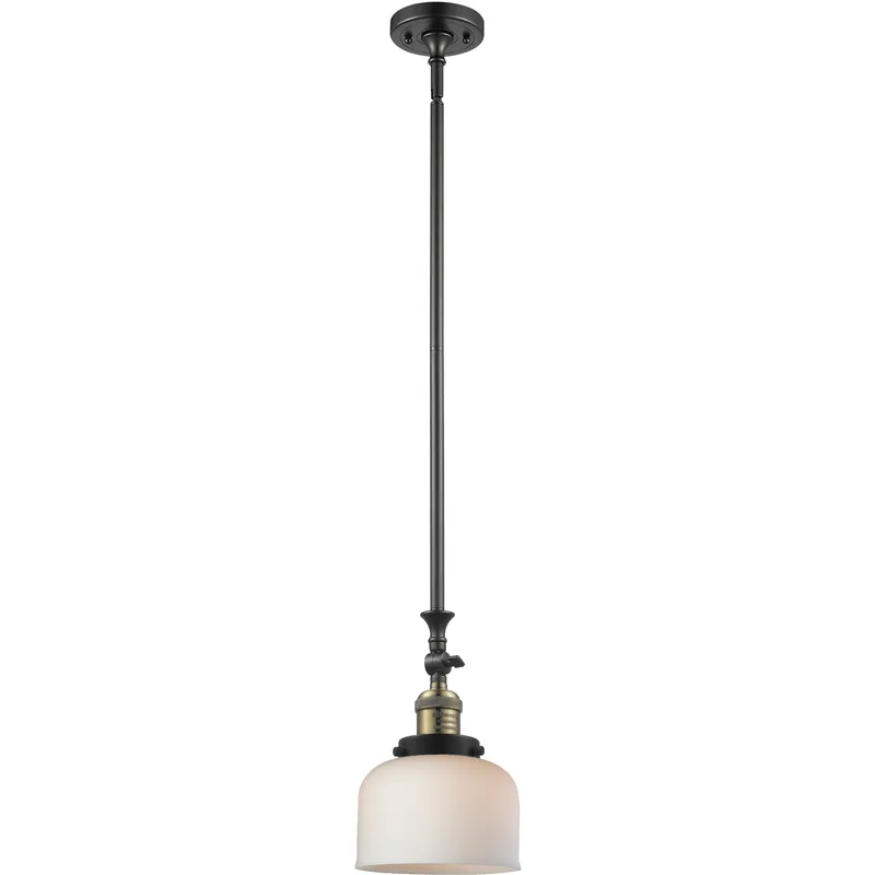 Franklin Restoration Bell 1 Light 8 inch Black Antique Brass Mini Pendant Ceiling Light in Incandescent, Matte White, Franklin Restoration