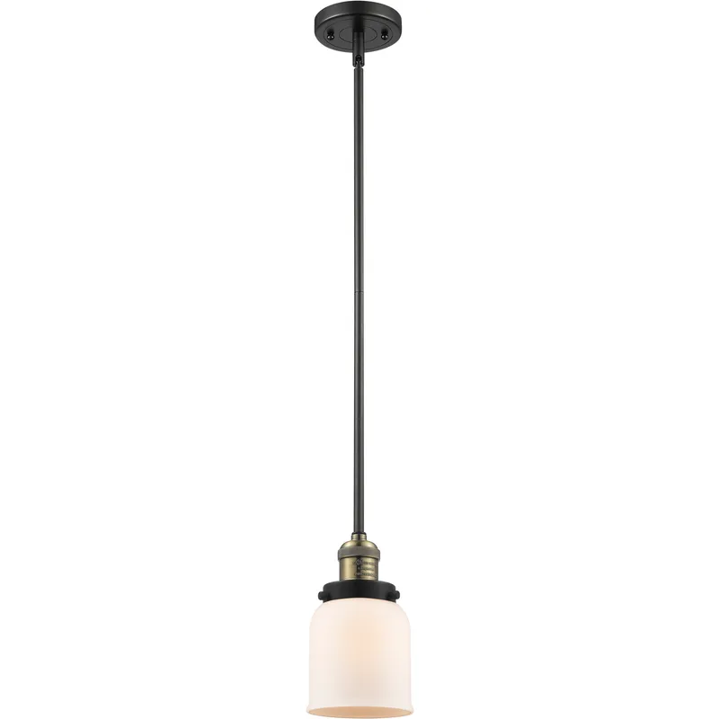 Franklin Restoration Bell 1 Light 5 inch Black Antique Brass Mini Pendant Ceiling Light in Incandescent, Matte White, Franklin Restoration