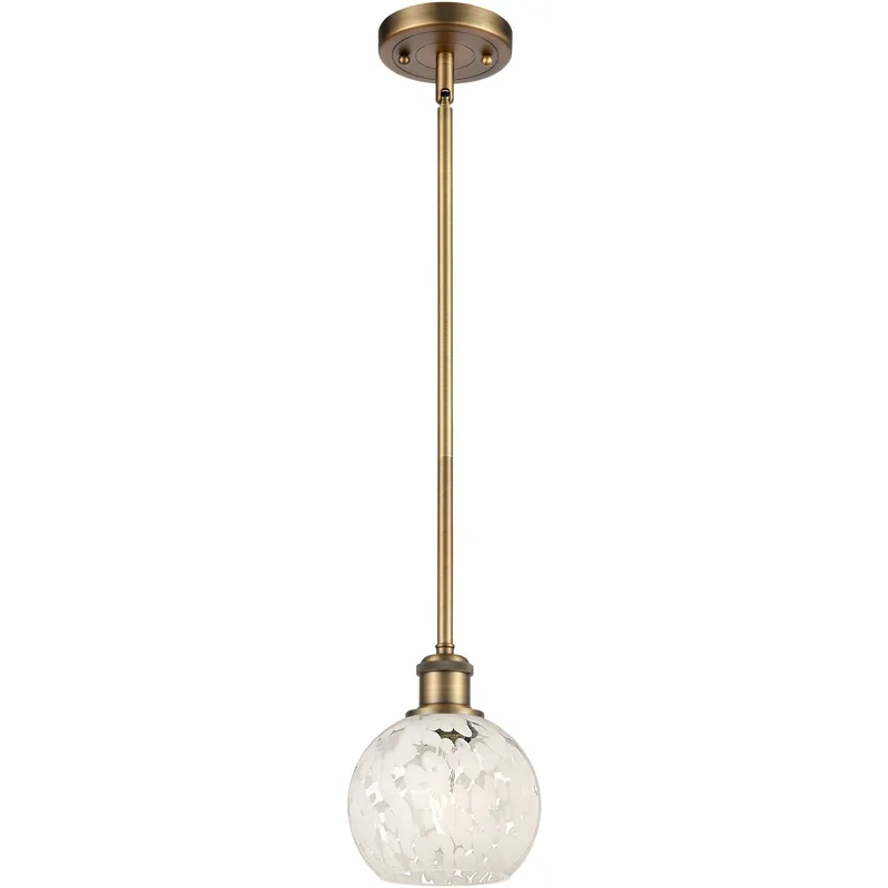 Ballston White Mouchette 1 Light 6 inch Brushed Brass Stem Hung Mini Pendant Ceiling Light