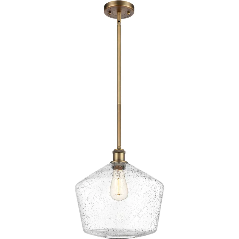Ballston Cindyrella 1 Light 12 inch Brushed Brass Mini Pendant Ceiling Light in Incandescent, Seedy Glass