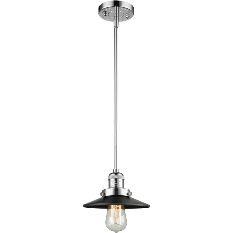 Franklin Restoration Railroad LED 8 inch Polished Chrome Mini Pendant Ceiling Light in Matte Black