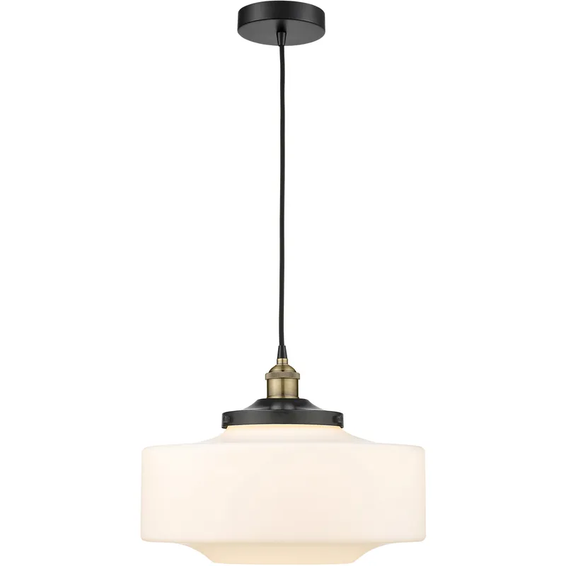 Bridgeton 1 Light 16 inch Black Antique Brass Mini Pendant Ceiling Light in Matte White Glass