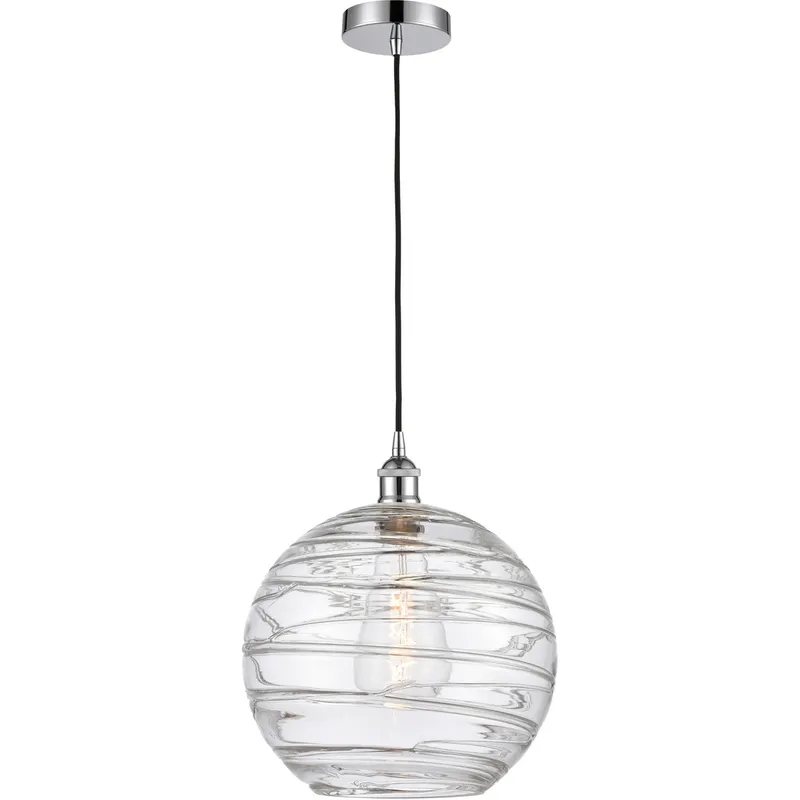 Edison Athens Deco Swirl 1 Light 12 inch Polished Chrome Mini Pendant Ceiling Light