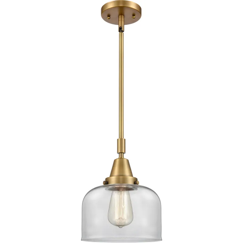 Franklin Restoration X-Large Bell LED 12 inch Brushed Brass Mini Pendant Ceiling Light in Clear Glass