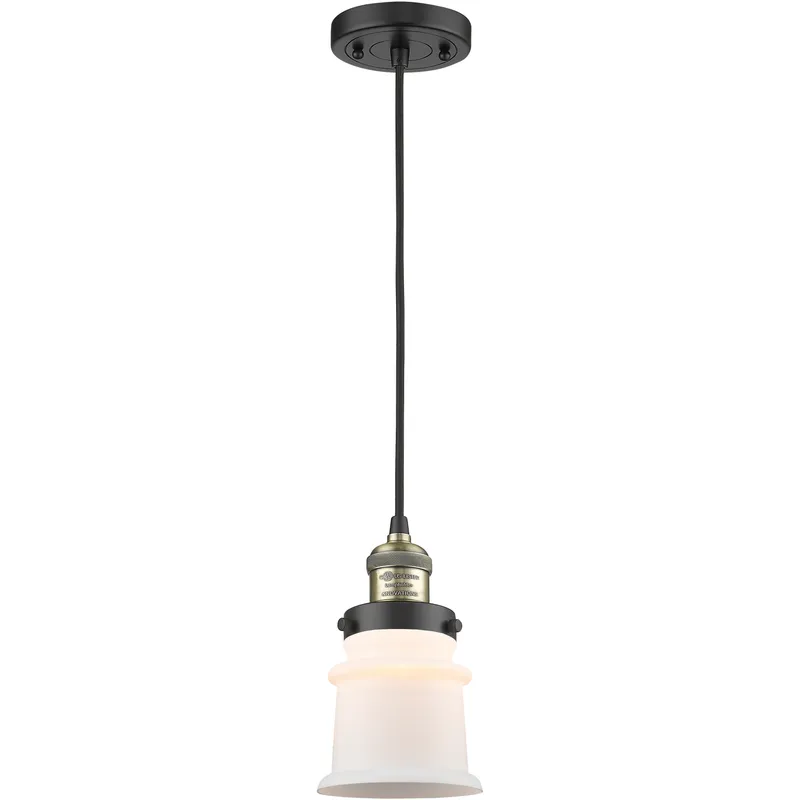 Franklin Restoration Canton 1 Light 6 inch Black Antique Brass Mini Pendant Ceiling Light in Incandescent, Matte White, Franklin Restoration