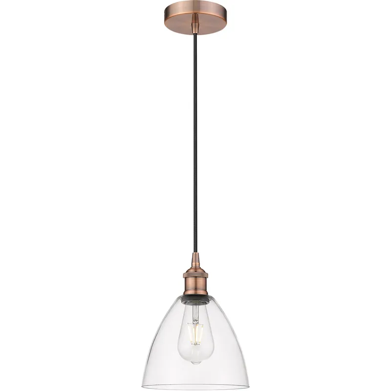 Edison Dome LED 7.5 inch Antique Copper Mini Pendant Ceiling Light in Clear Glass
