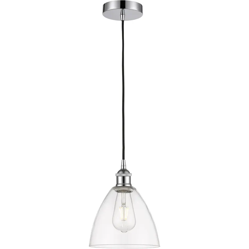 Edison Dome LED 7.5 inch Polished Chrome Mini Pendant Ceiling Light in Clear Glass