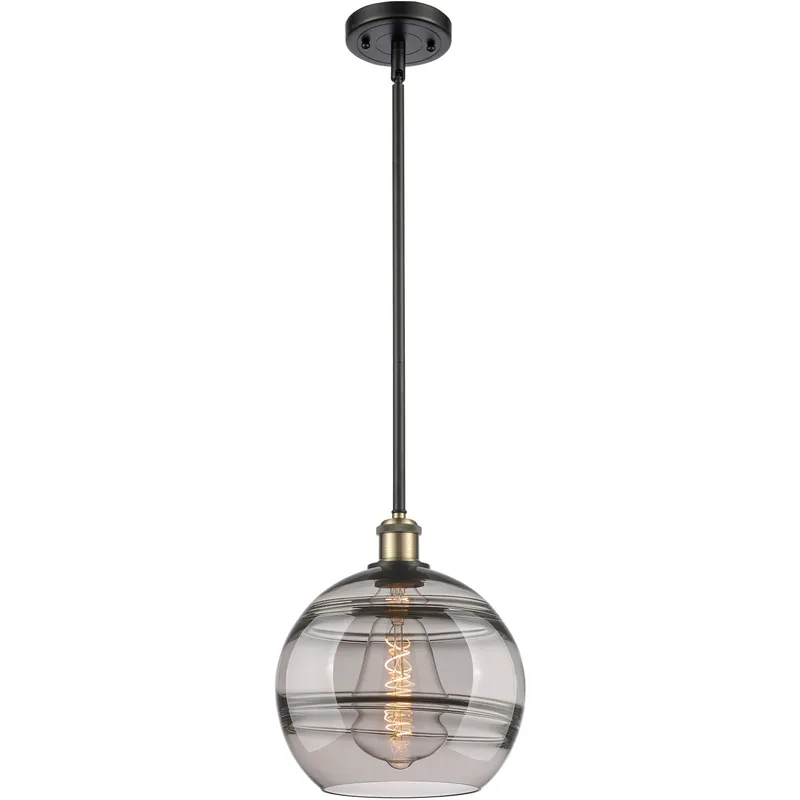 Ballston Rochester 1 Light 10 inch Black Antique Brass Stem Hung Mini Pendant Ceiling Light