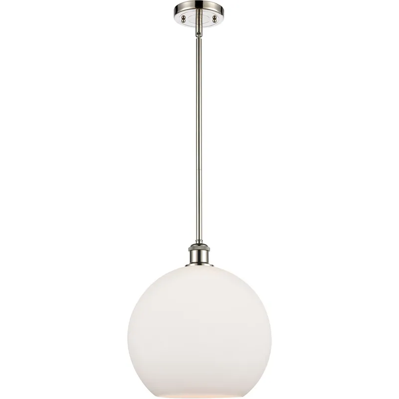 Ballston Athens 1 Light 12 inch Polished Nickel Mini Pendant Ceiling Light in Matte White Glass