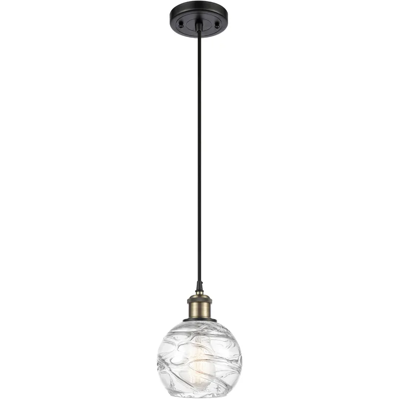 Ballston Small Deco Swirl LED 6 inch Black Antique Brass Mini Pendant Ceiling Light in Black Textured, Ballston