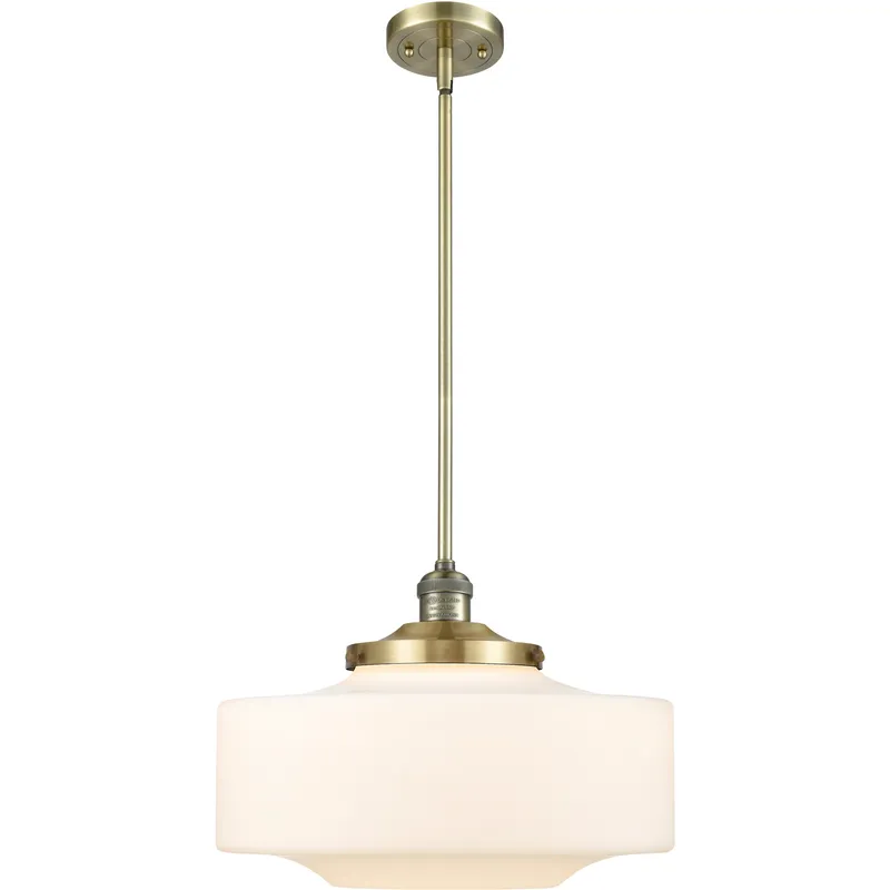 Franklin Restoration Bridgeton 1 Light 11.75 inch Antique Brass Mini Pendant Ceiling Light in Incandescent, Matte White