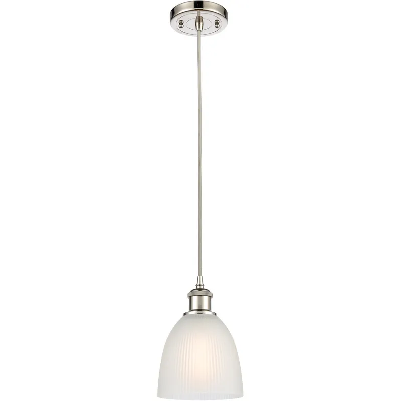 Ballston Castile 1 Light 6 inch Polished Nickel Mini Pendant Ceiling Light in White Glass, Ballston