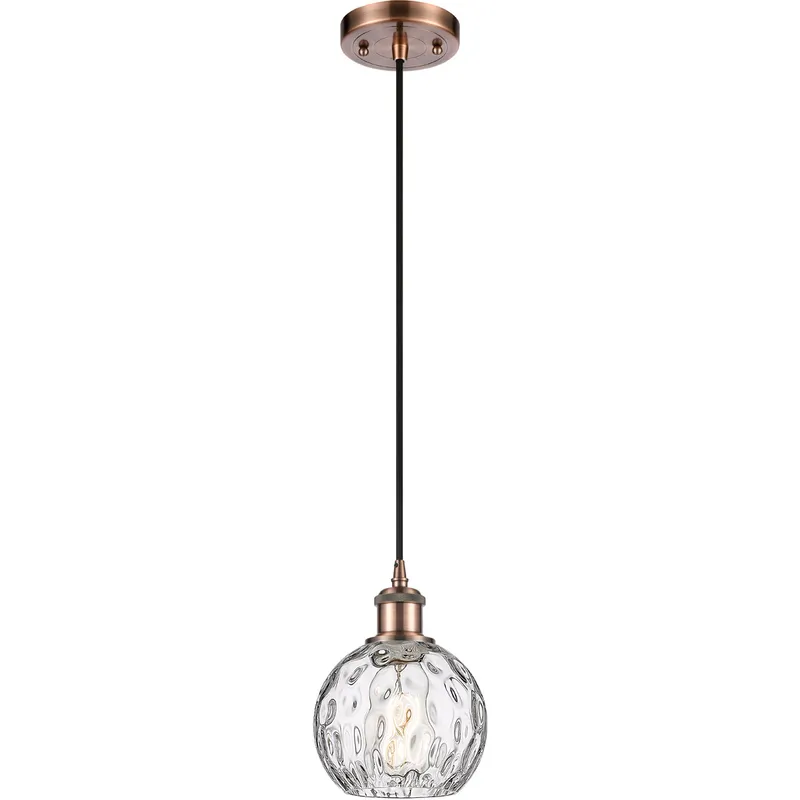 Ballston Athens Water Glass LED 6 inch Antique Copper Mini Pendant Ceiling Light